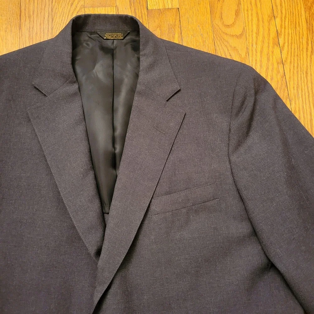 Mobley Sons Charcoal Gray Wool‎ Suit Jacket Blazer 3 Button Preppy Academia 44R